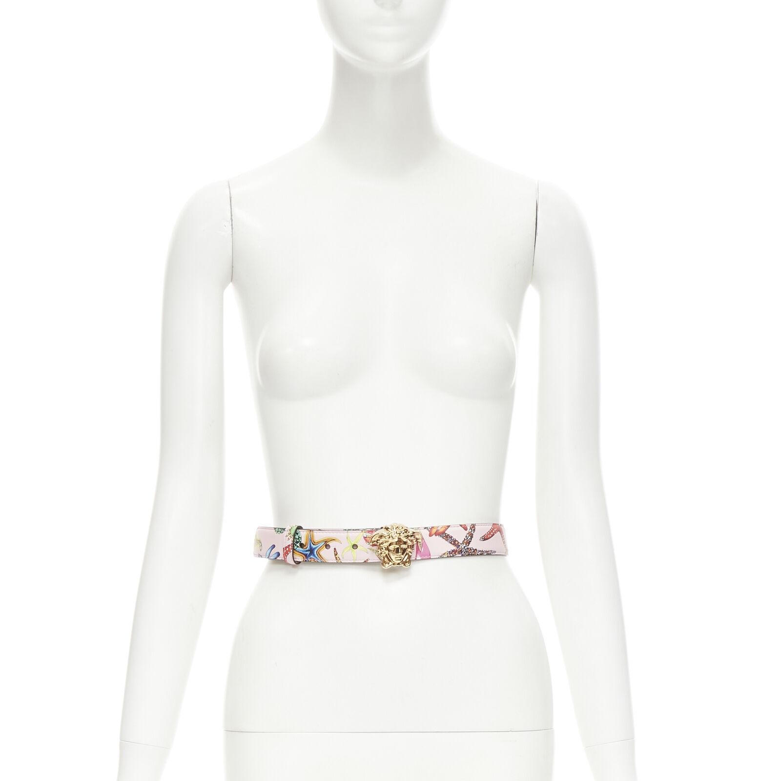 new VERSACE 2021 La Medusa gold pink Tresor De La Mer leather belt 85cm 32-36