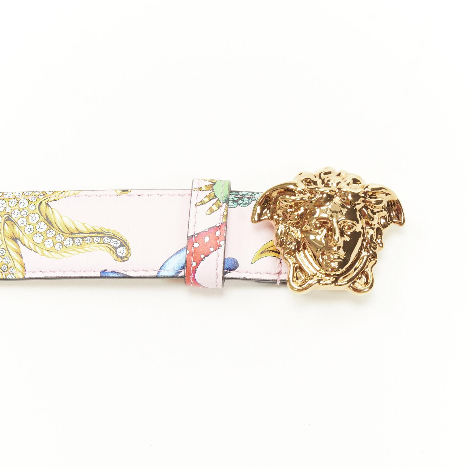 new VERSACE 2021 La Medusa gold pink Tresor De La Mer leather belt 85cm 32-36
