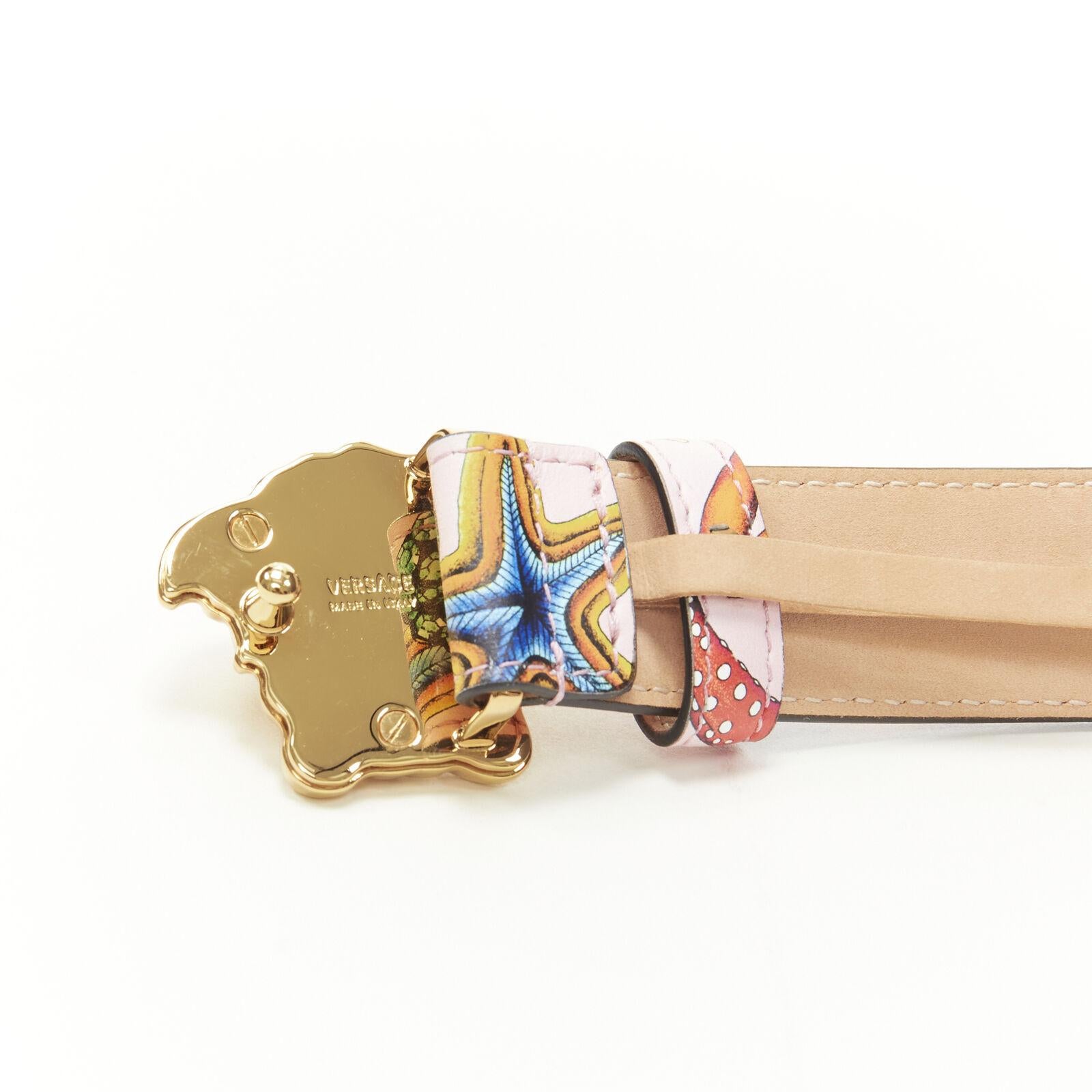 new VERSACE 2021 La Medusa gold pink Tresor De La Mer leather belt 85cm 32-36