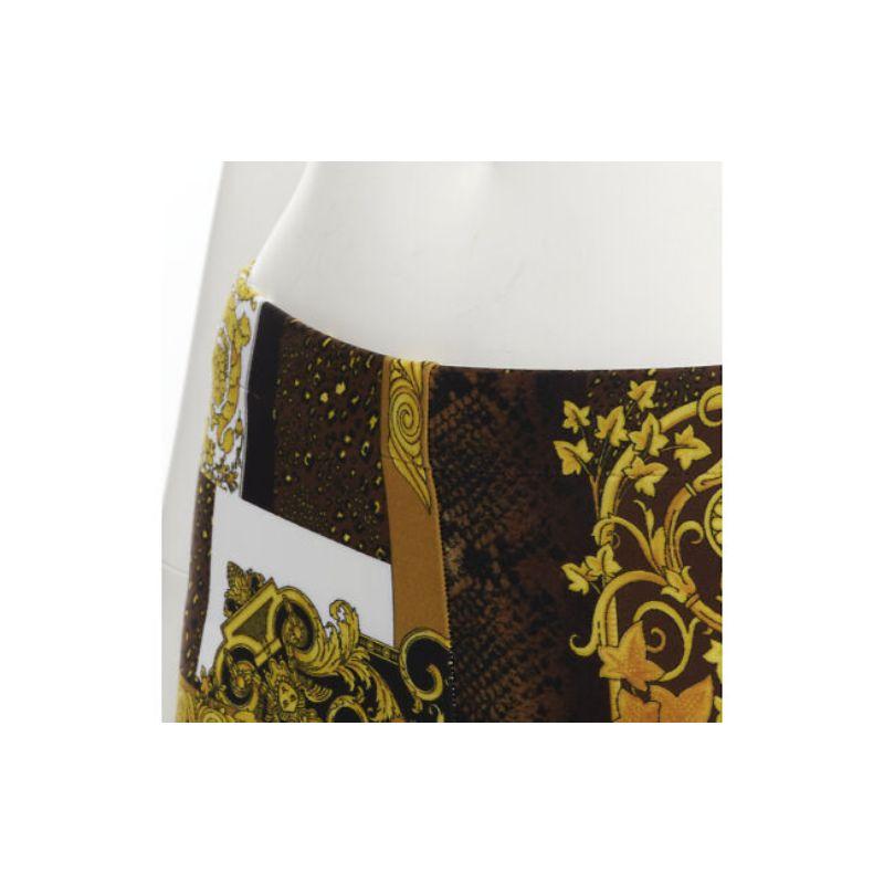 new VERSACE 2021 Mosaic Barocco brown gold print stretchy legging pant IT42 L For Sale 3