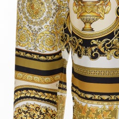 new VERSACE 2021 Mosaic Barocco gold black 100% silk print pajama pants IT2 XS