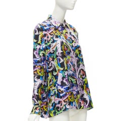 new VERSACE 2021 Runway Baroccoflage 100% silk gold Medusa shirt IT40 S