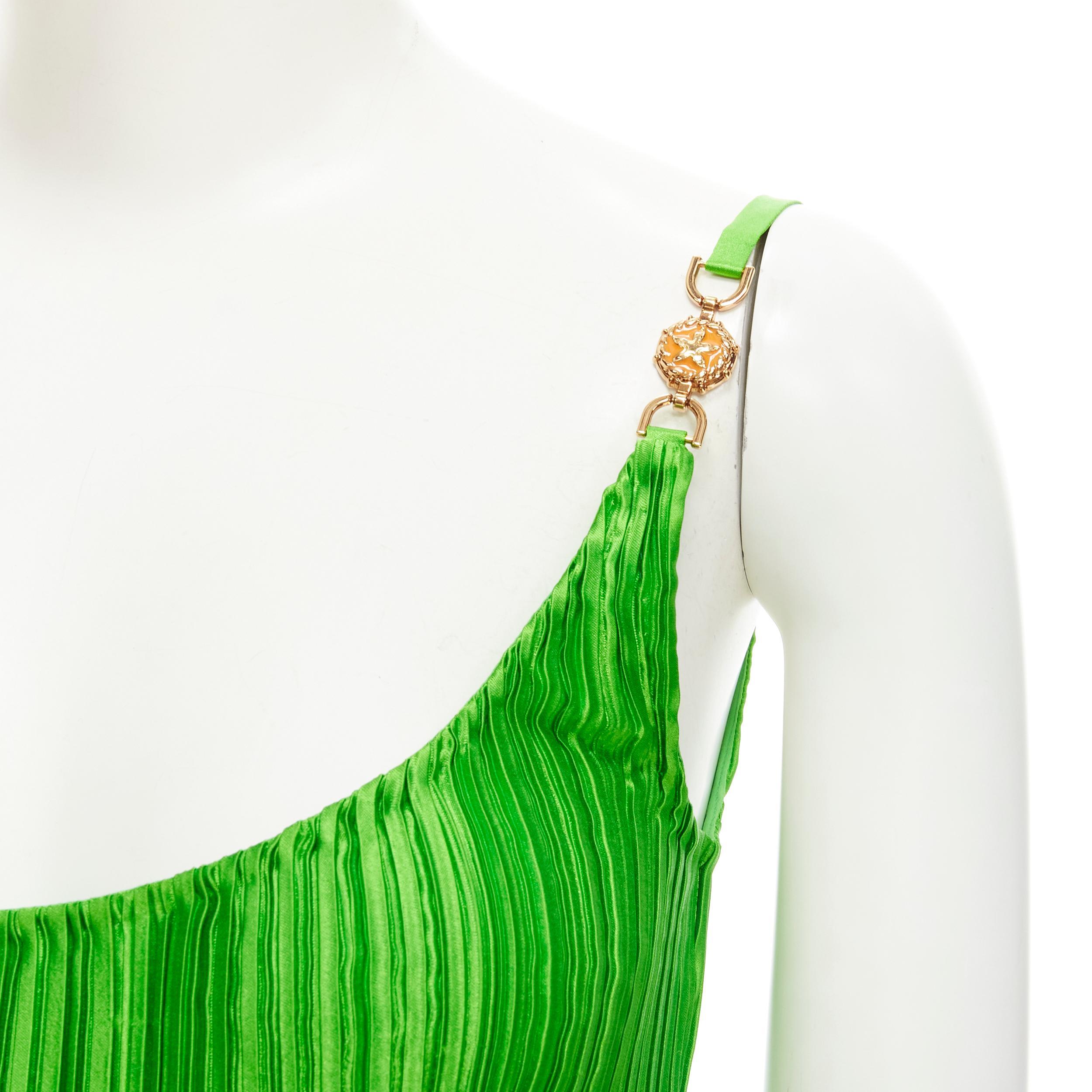 VERSACE 2021 Laufsteg Grünes Tresor De La Mer Seesterne plissiertes Slip Kleid IT42 M im Angebot 2