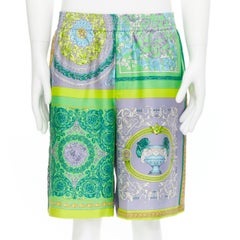 new VERSACE 2021 Runway Mosaic Barocco pop 100% silk relaxed shorts IT50 L