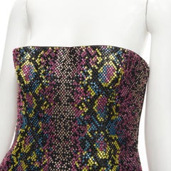 new VERSACE 2021 Runway pink scaled crystal encrusted strapless dress IT40 S