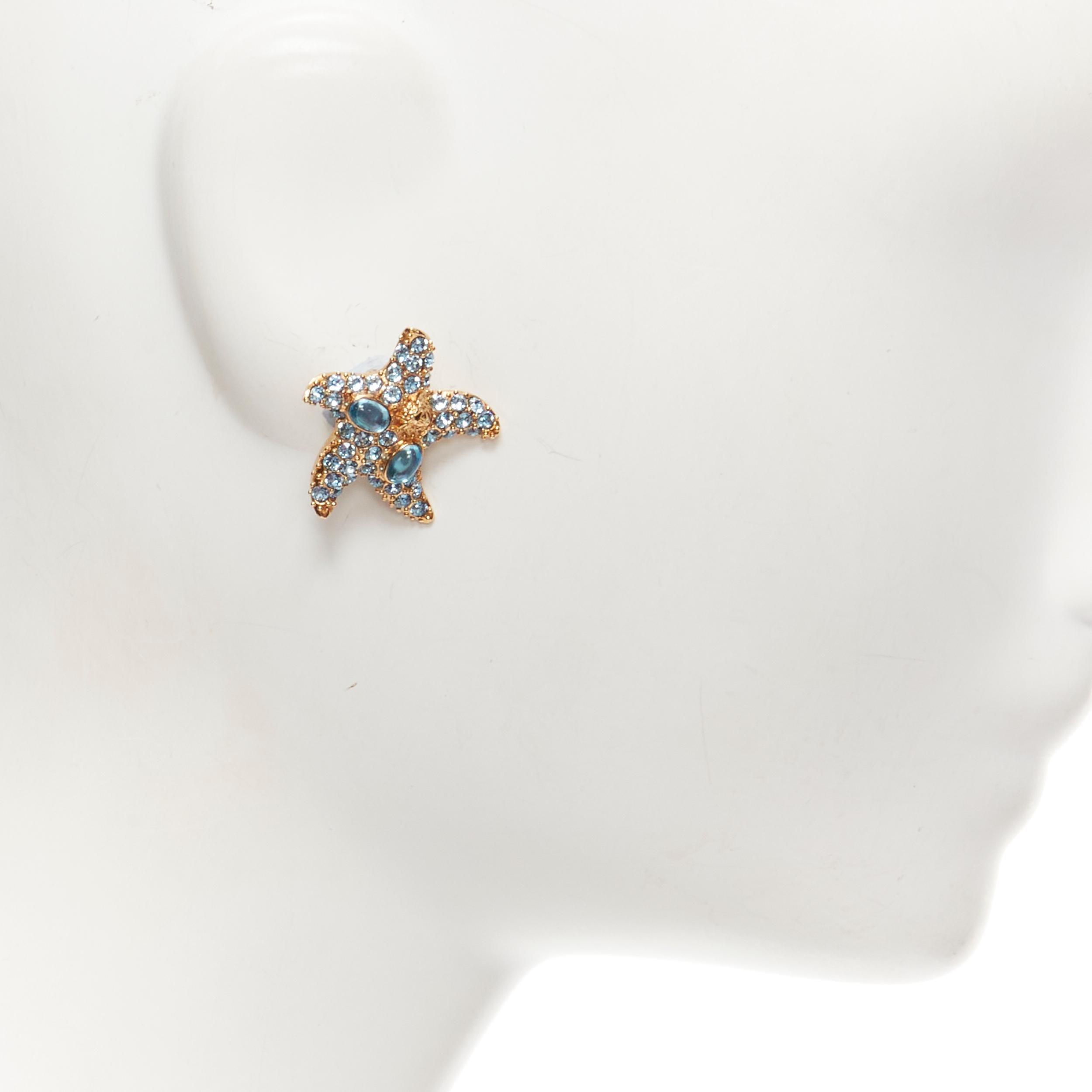 Gray new VERSACE 2021 Runway Tresor De La Mer blue crystal Medusa starfish earring
