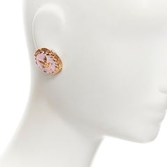 new VERSACE 2021 Runway Tresor De La Mer pink enamel gold Greca starfish earring
