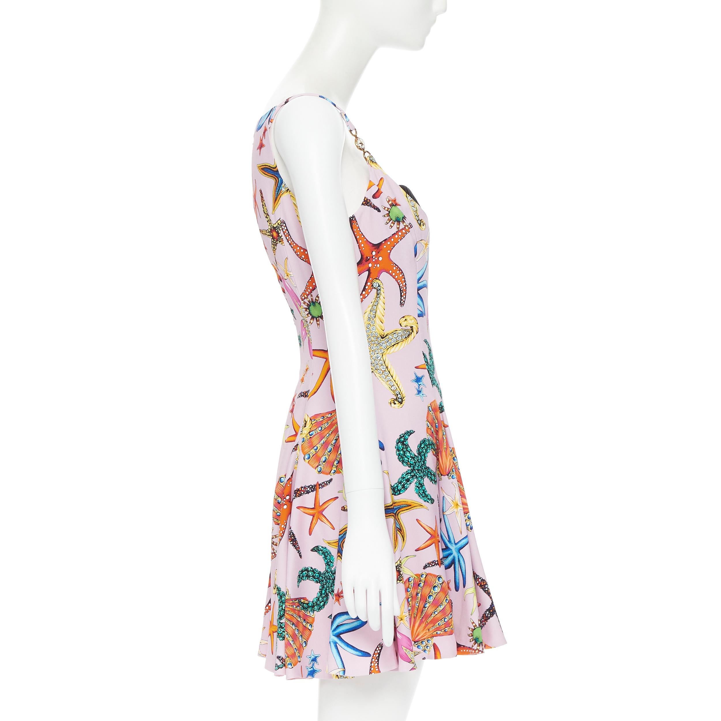 Women's new VERSACE 2021 Runway Tresor De La Mer pink Medusa flared dress IT36 XXS