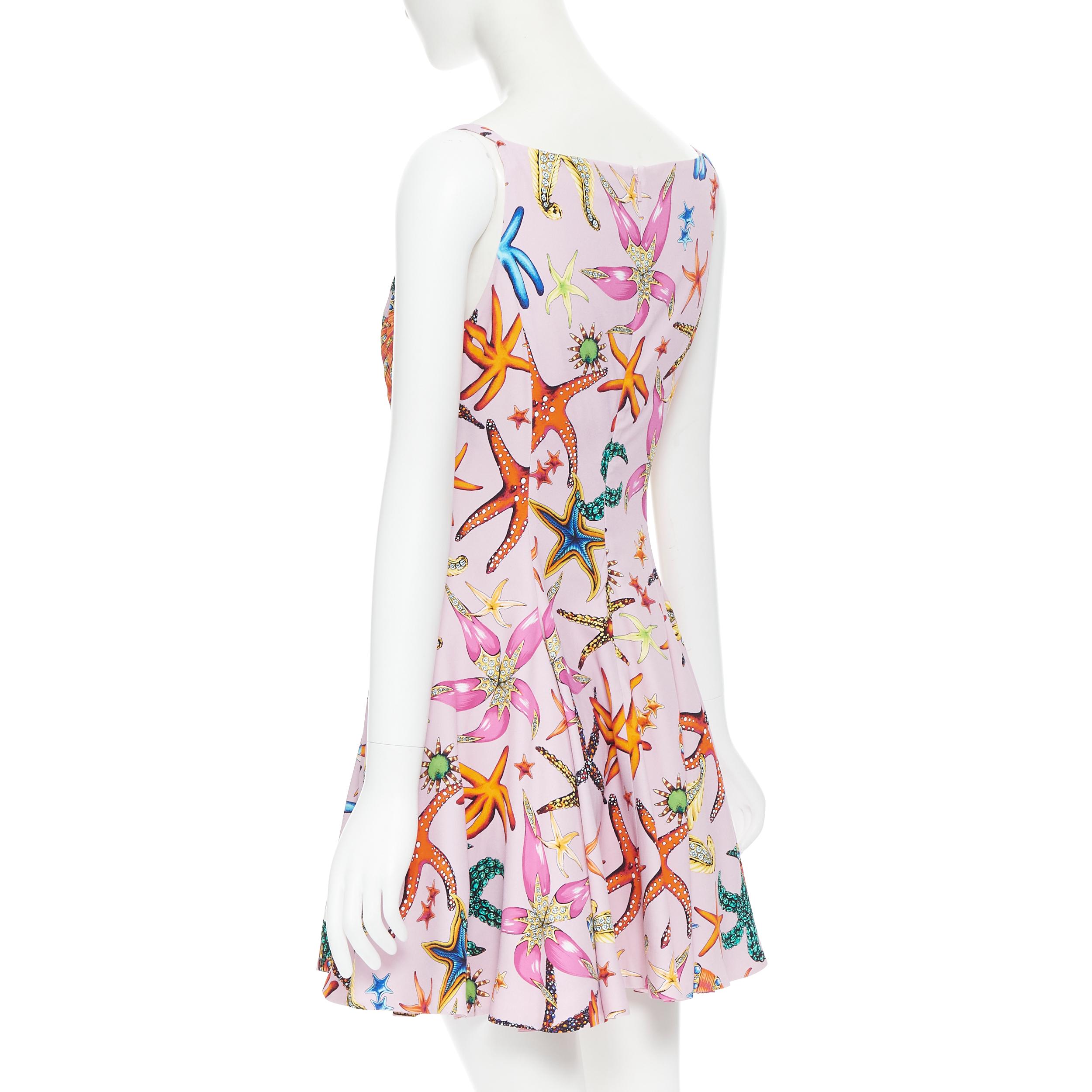 new VERSACE 2021 Runway Tresor De La Mer pink Medusa flared dress IT36 XXS 2