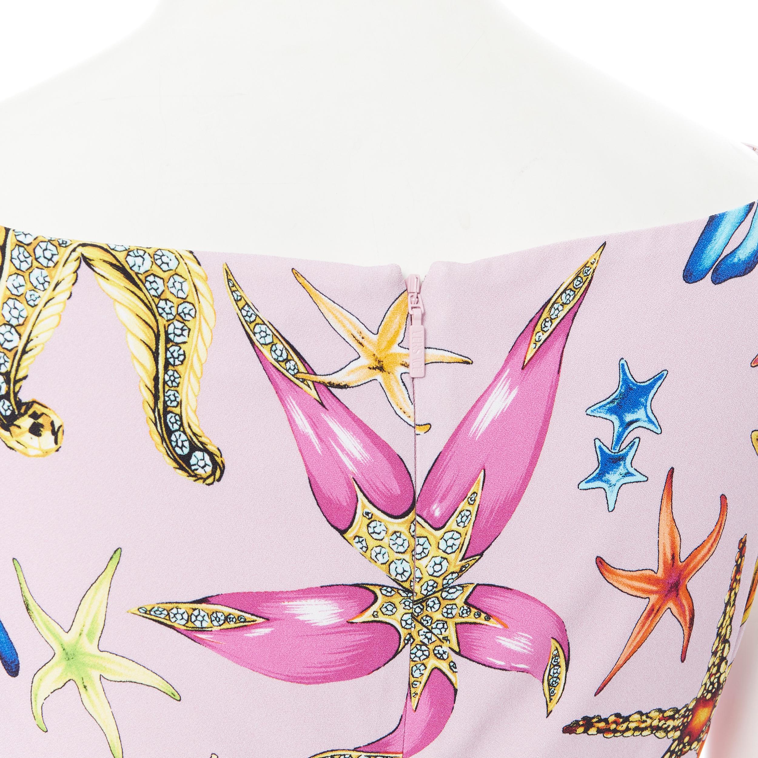 new VERSACE 2021 Runway Tresor De La Mer pink Medusa flared dress IT36 XXS 4