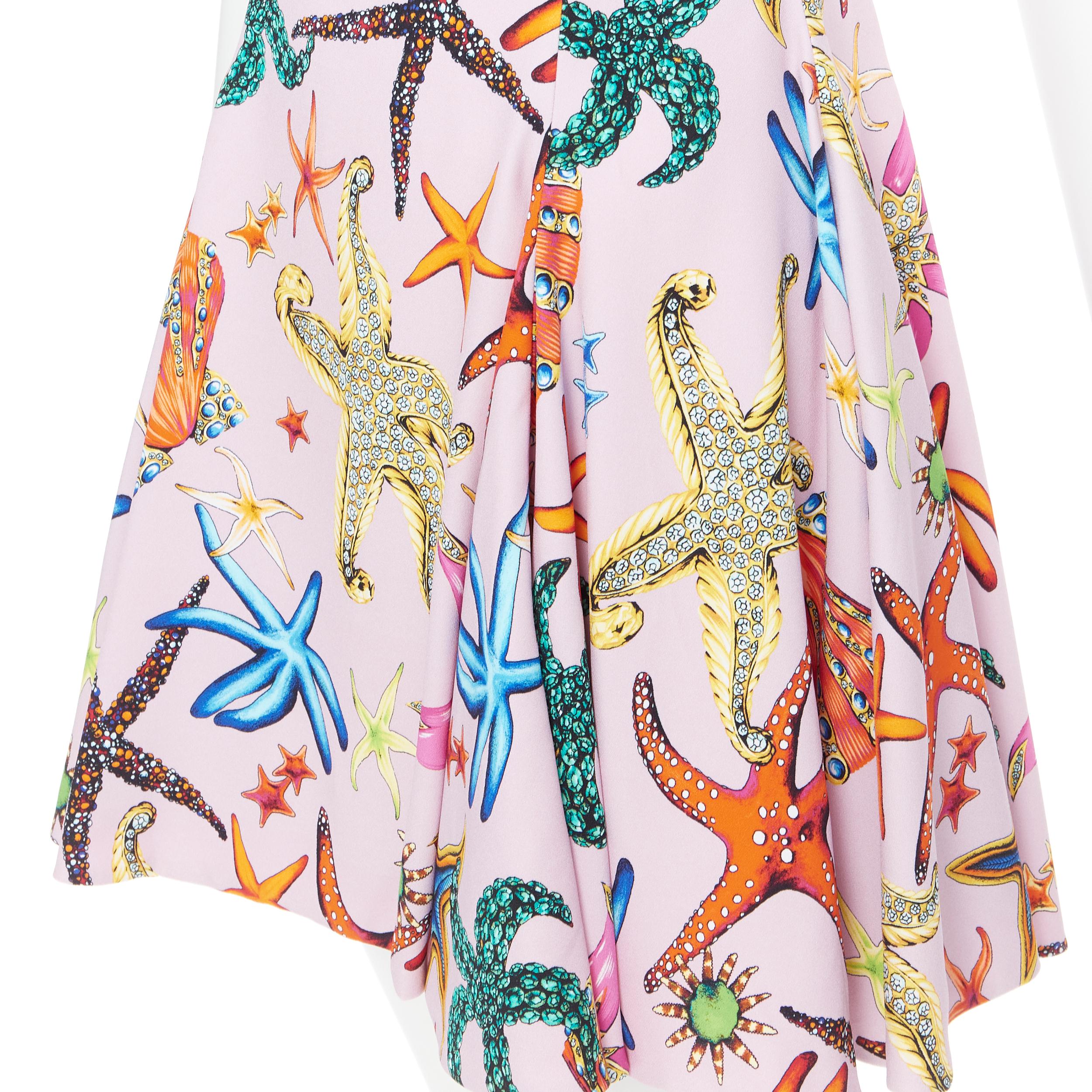 new VERSACE 2021 Runway Tresor De La Mer pink Medusa flared dress IT36 XXS 5