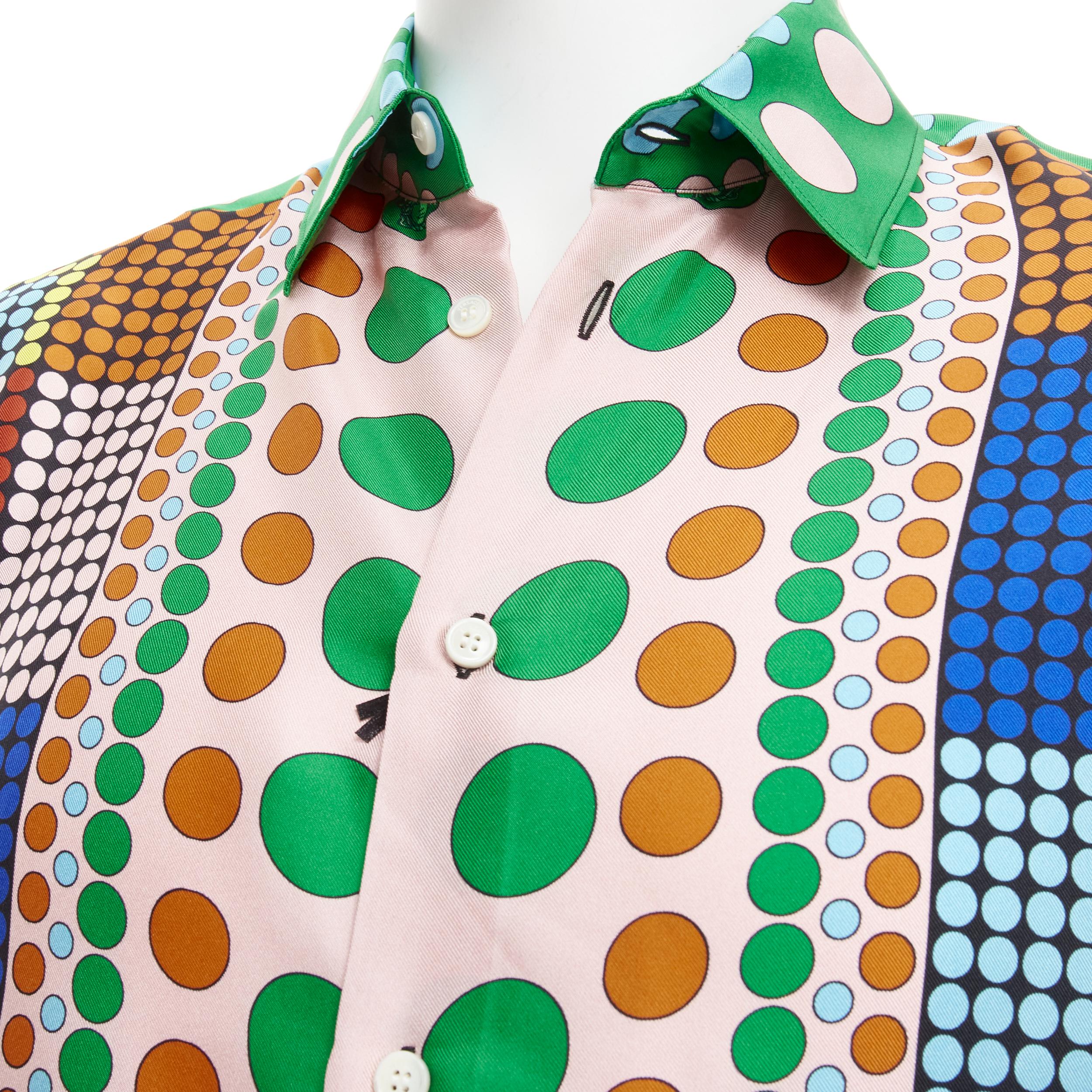 Men's new VERSACE 2021 Runway Tresor De La Mer Pop Dot 100% silk Medusa shirt EU39 M