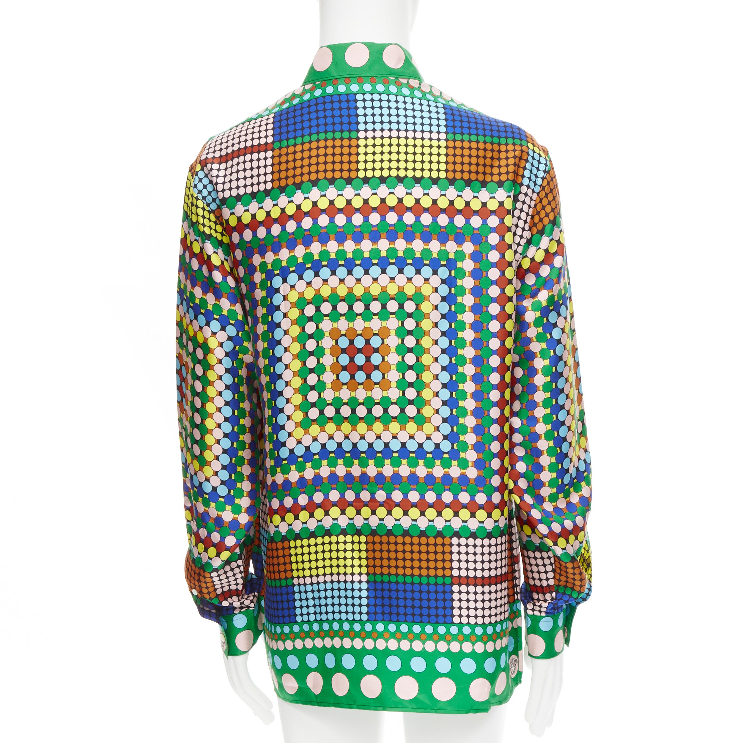new VERSACE 2021 Runway Tresor De La Mer Pop Dot 100% silk Medusa shirt EU39 M 1