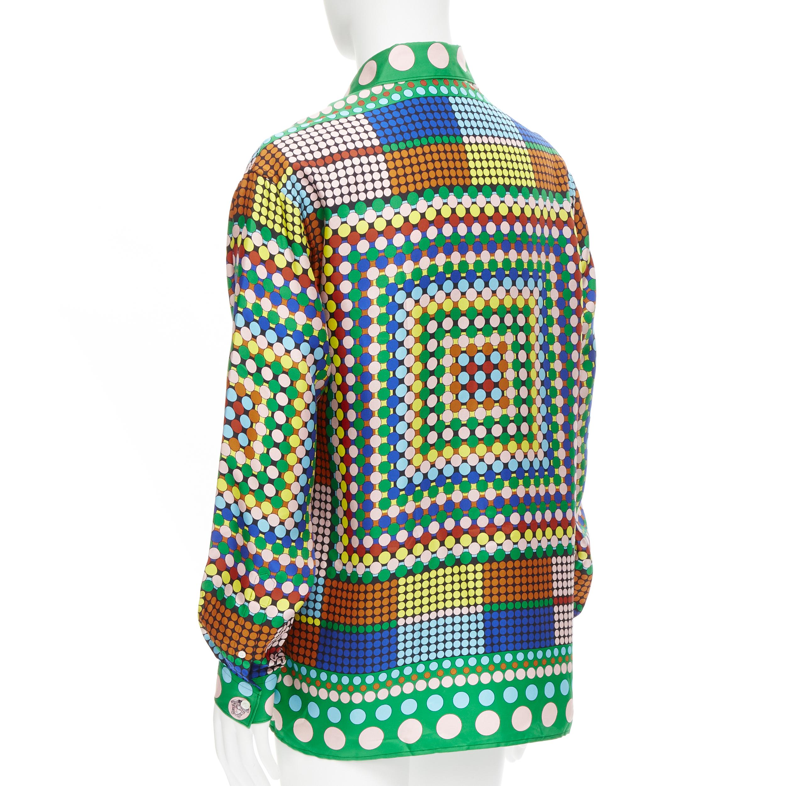 new VERSACE 2021 Runway Tresor De La Mer Pop Dot 100% silk Medusa shirt EU39 M 2
