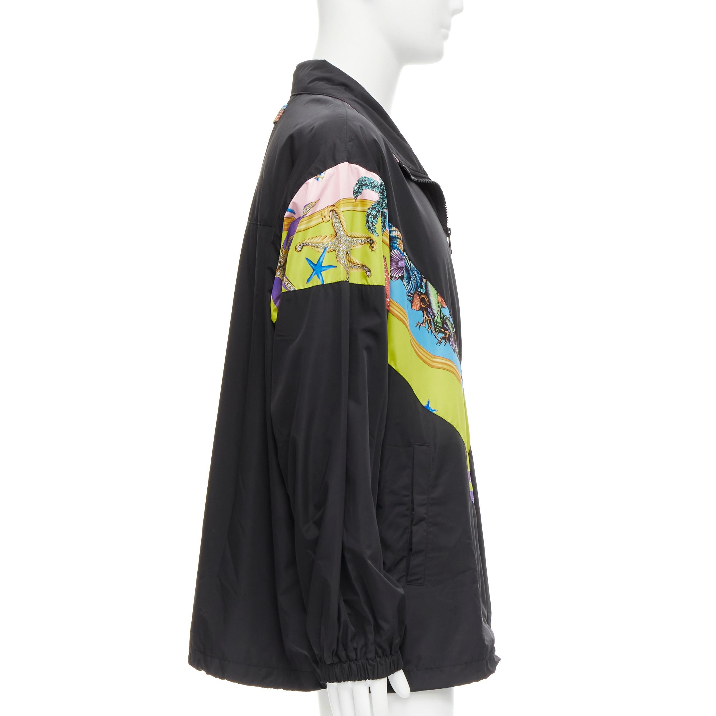 Black new VERSACE 2021 Tresor De La Mer black starfish track jacket IT56 3XL For Sale