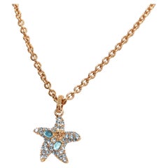 new VERSACE 2021 Tresor De La Mer blue crystal starfish Medusa gold necklace