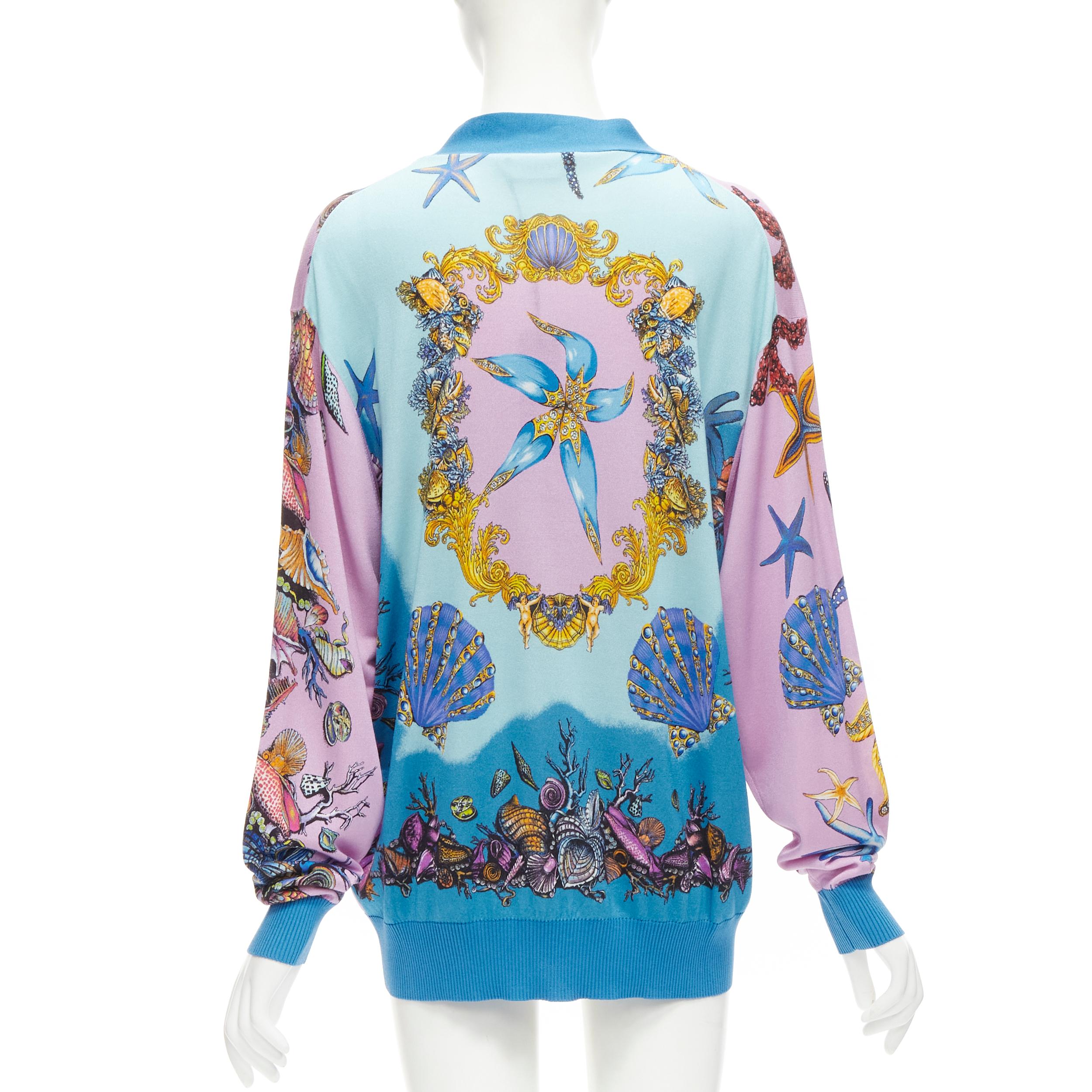Women's new VERSACE 2021 Tresor De La Mer pink starfish knit cardigan top IT44 L For Sale