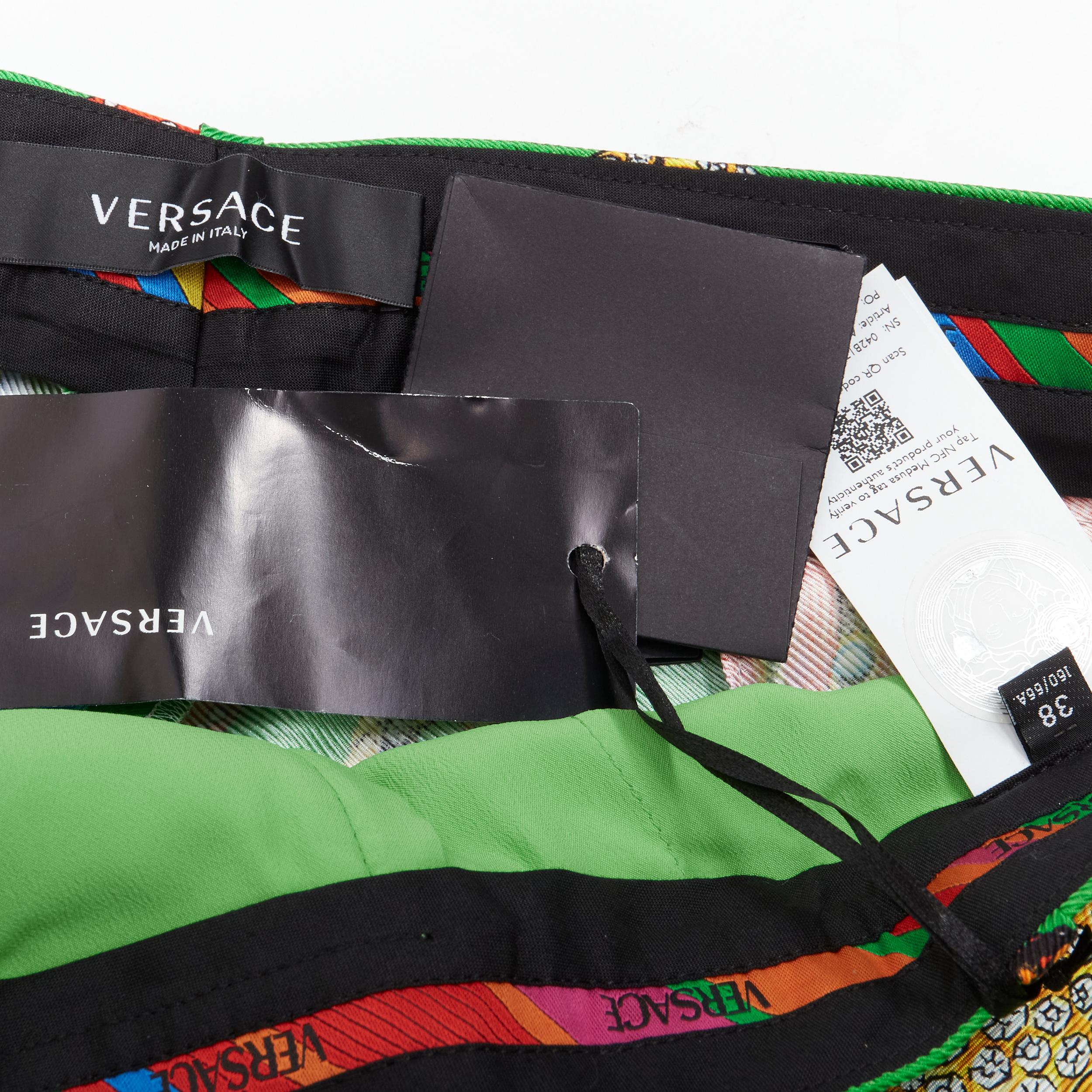 VERSACE 2021 Tresor De La Mer Laufsteg-Hose mit grünem Seesterne-Druck IT38 XS im Angebot 5