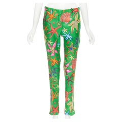 new VERSACE 2021 Tresor De La Mer Runway green starfish print pants IT38 XS