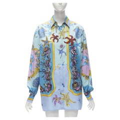 new VERSACE 2021 Tresor De La Mer Signature blue starfish oversized shirt IT40 S