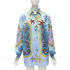 new VERSACE 2021 Tresor De La Mer Signature blue starfish oversized shirt IT46 X