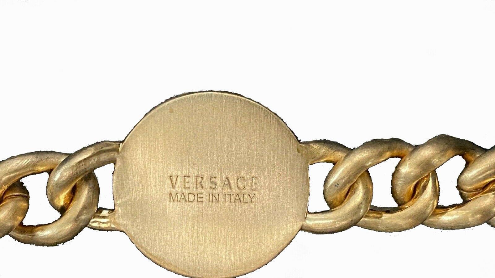 New VERSACE 24K GOLD PLATED 5 MEDUSA PENDANT CHAIN NECKLACE 2