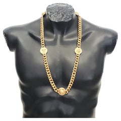 New VERSACE 24K GOLD PLATED 5 MEDUSA PENDANT CHAIN NECKLACE
