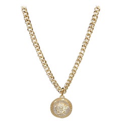 New VERSACE 24K Gold plated crystal embellished chain necklace