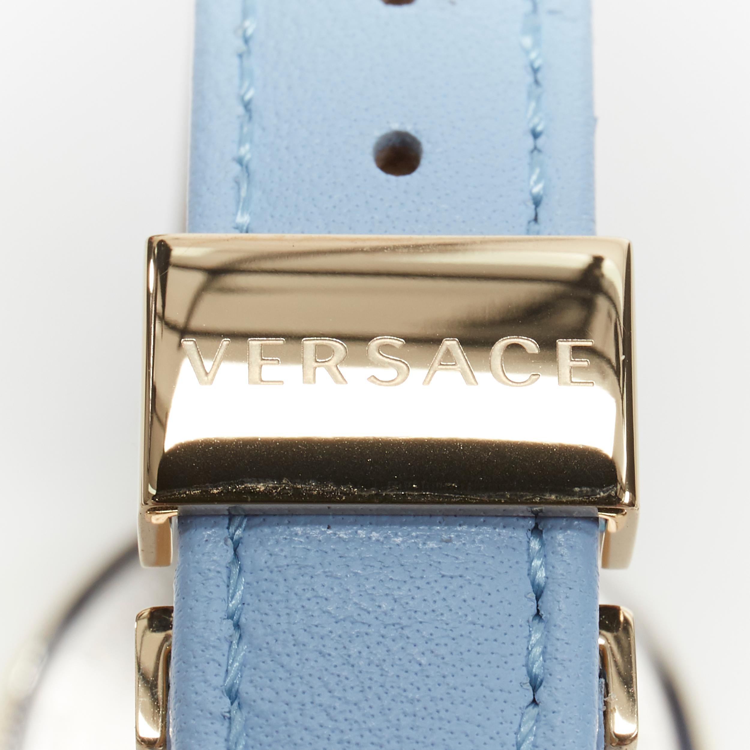 new VERSACE 39mm Palazzo Medusa gold plated Greca bezel blue strap ladies watch 2