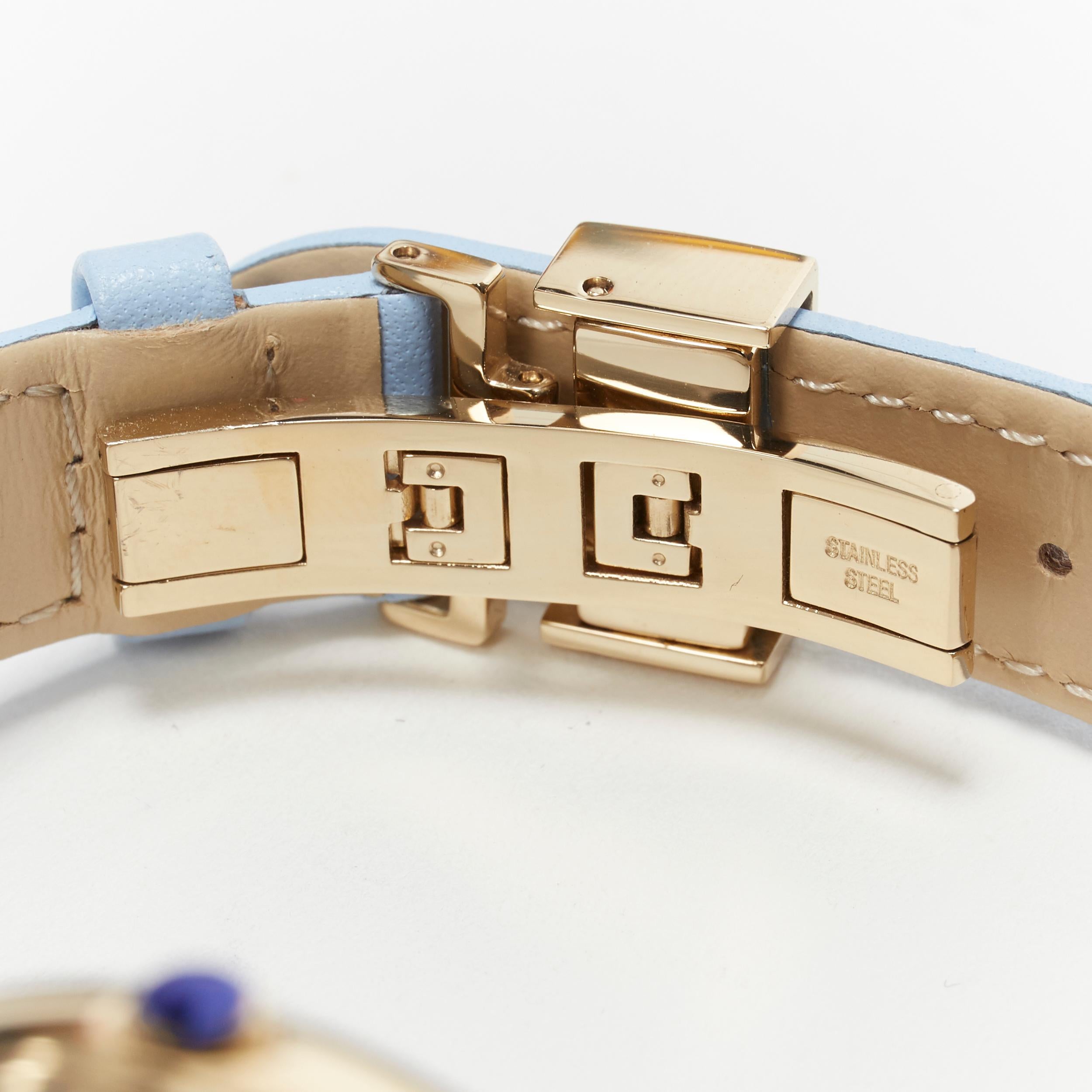 new VERSACE 39mm Palazzo Medusa gold plated Greca bezel blue strap ladies watch 3
