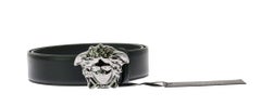 New VERSACE 3D MEDUSA BLACK LEATHER BELT 85/34