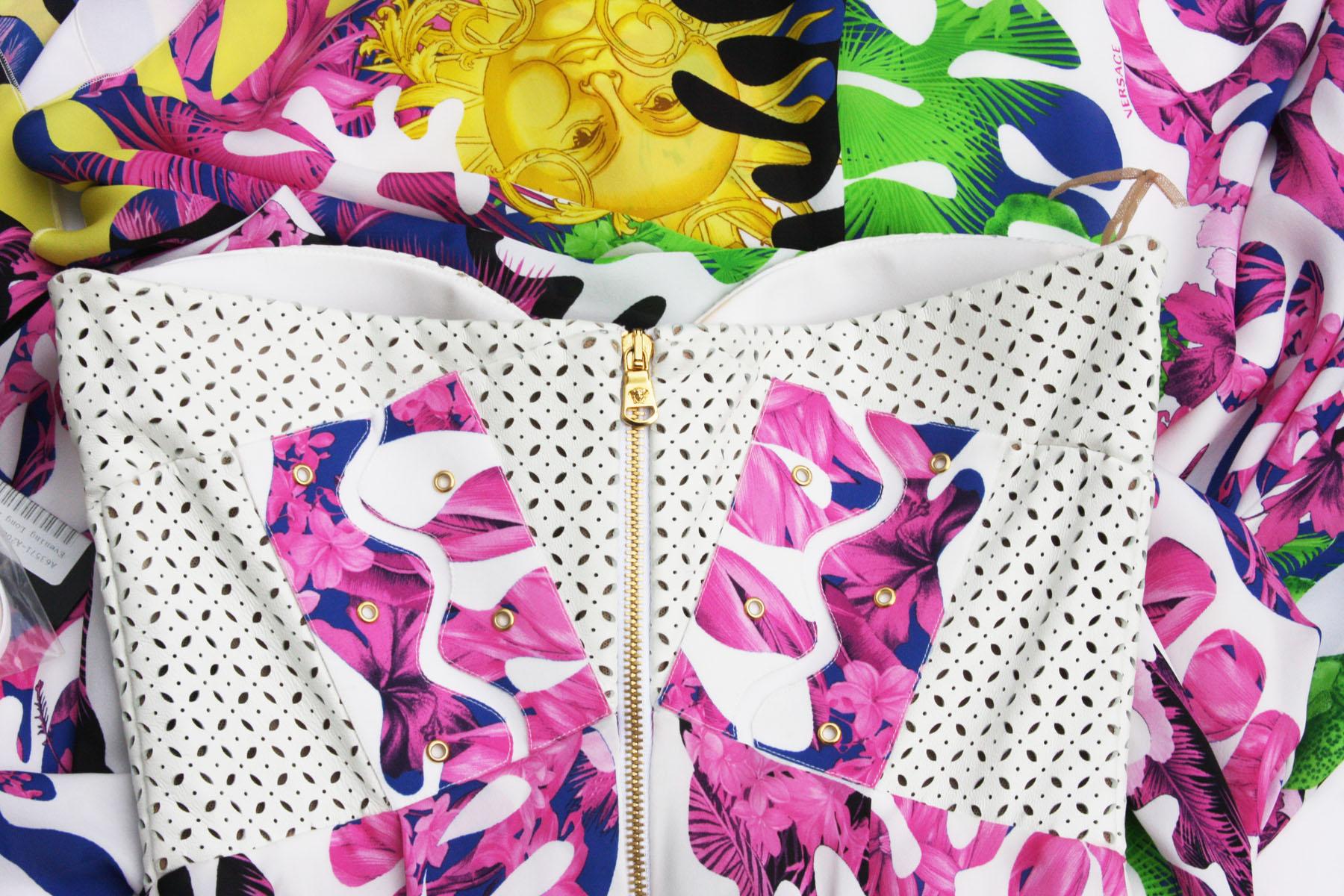Nuevo Versace $8725.00 Seda Blanco Laser-Cut Out Cuero Bustier Vestido 40 US 6 en venta 7
