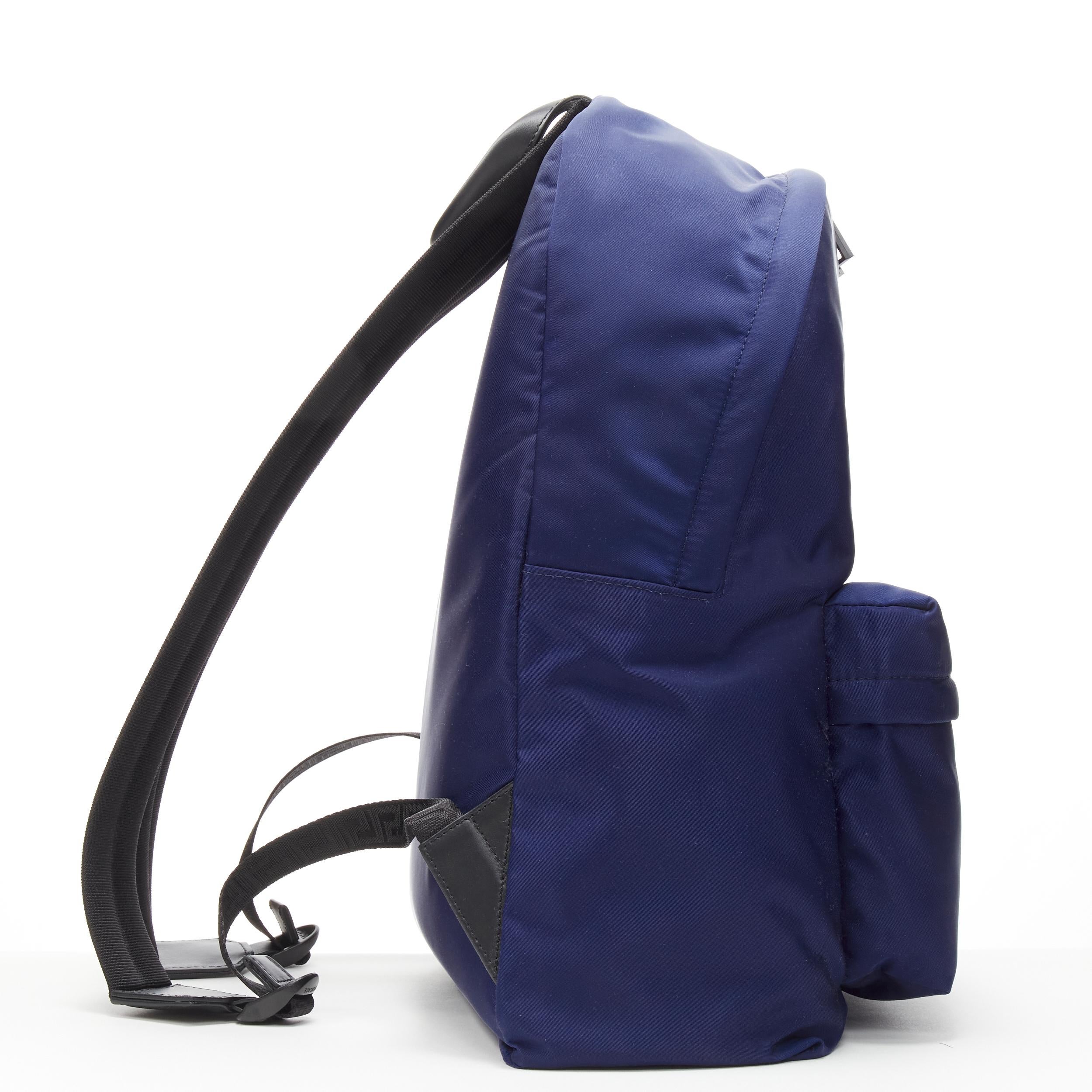 Blue new VERSACE 90's Box Logo navy blue nylon Greca strap backpack