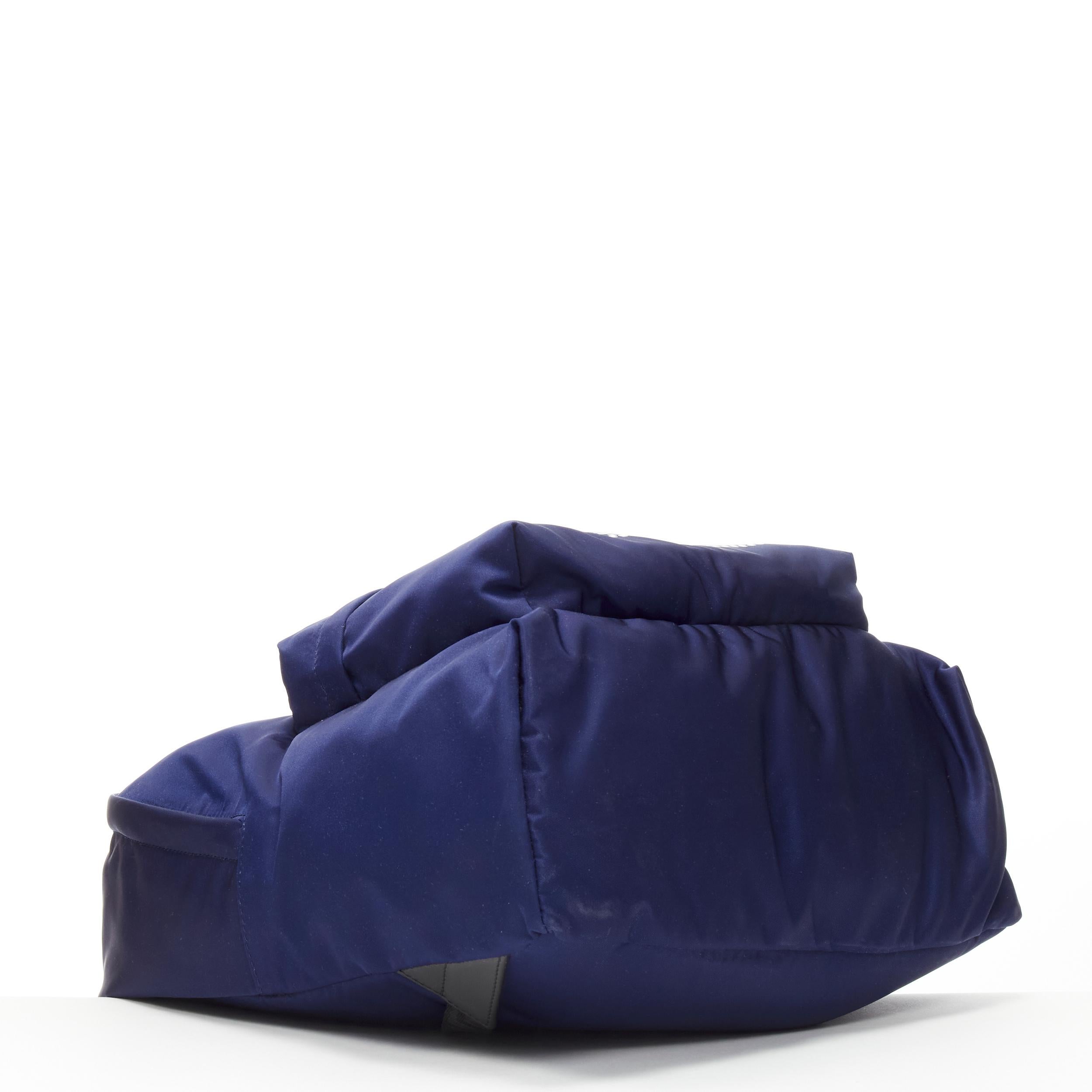 Blue new VERSACE 90's Box Logo navy blue nylon Greca strap backpack For Sale