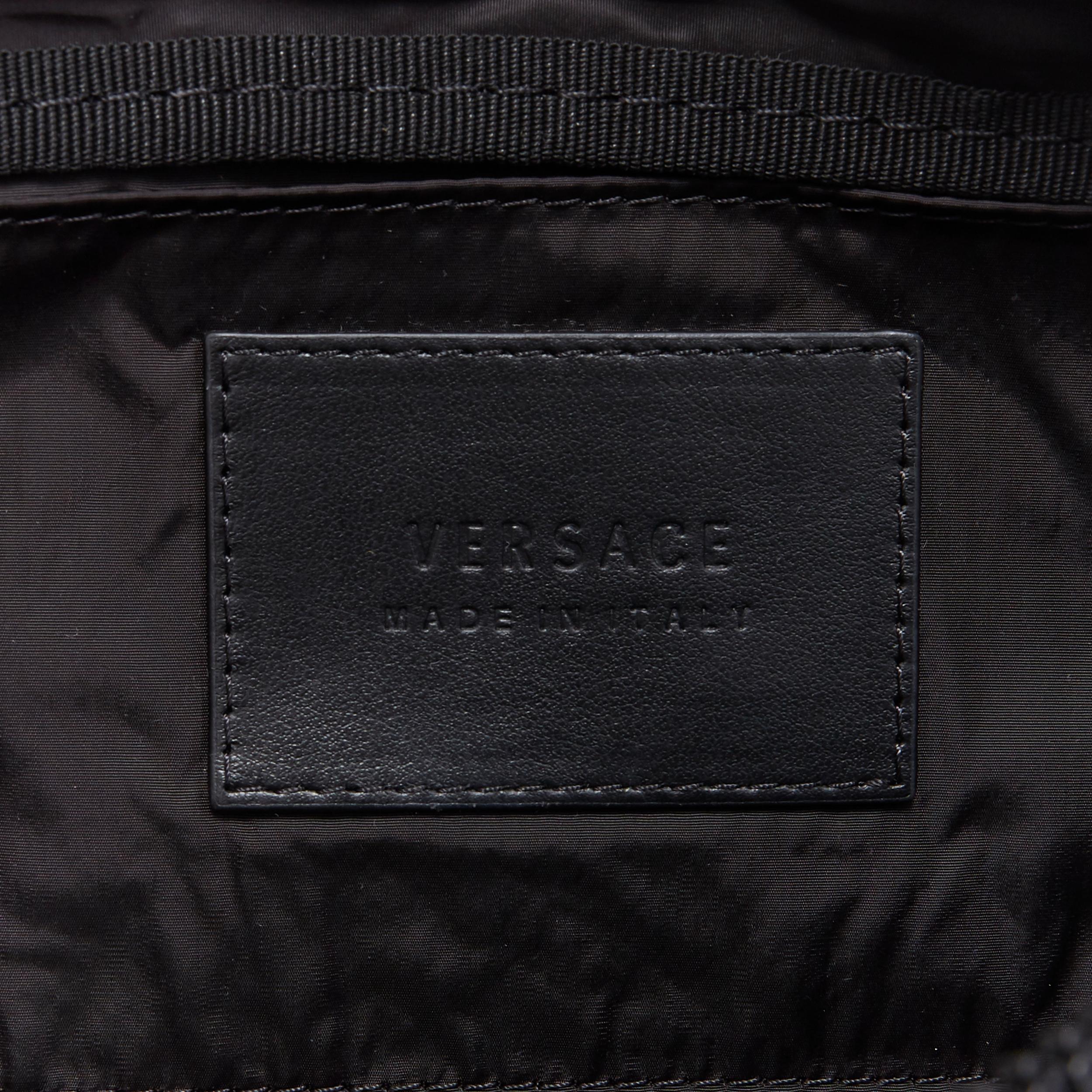 new VERSACE 90's vintage box logo print black nylon crossbody waist belt bag 2