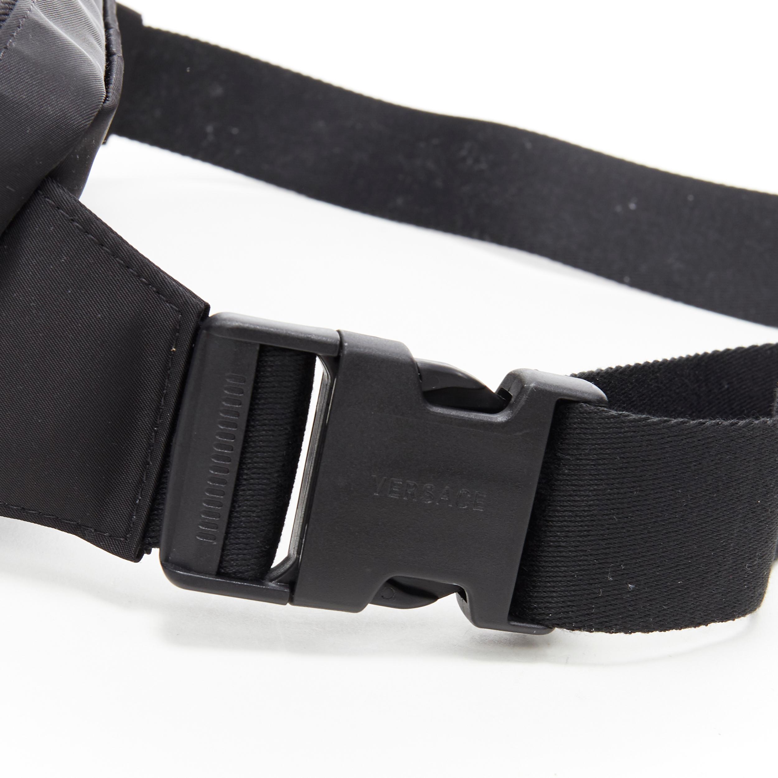 Men's new VERSACE 90's vintage box logo print black nylon crossbody waist belt bag