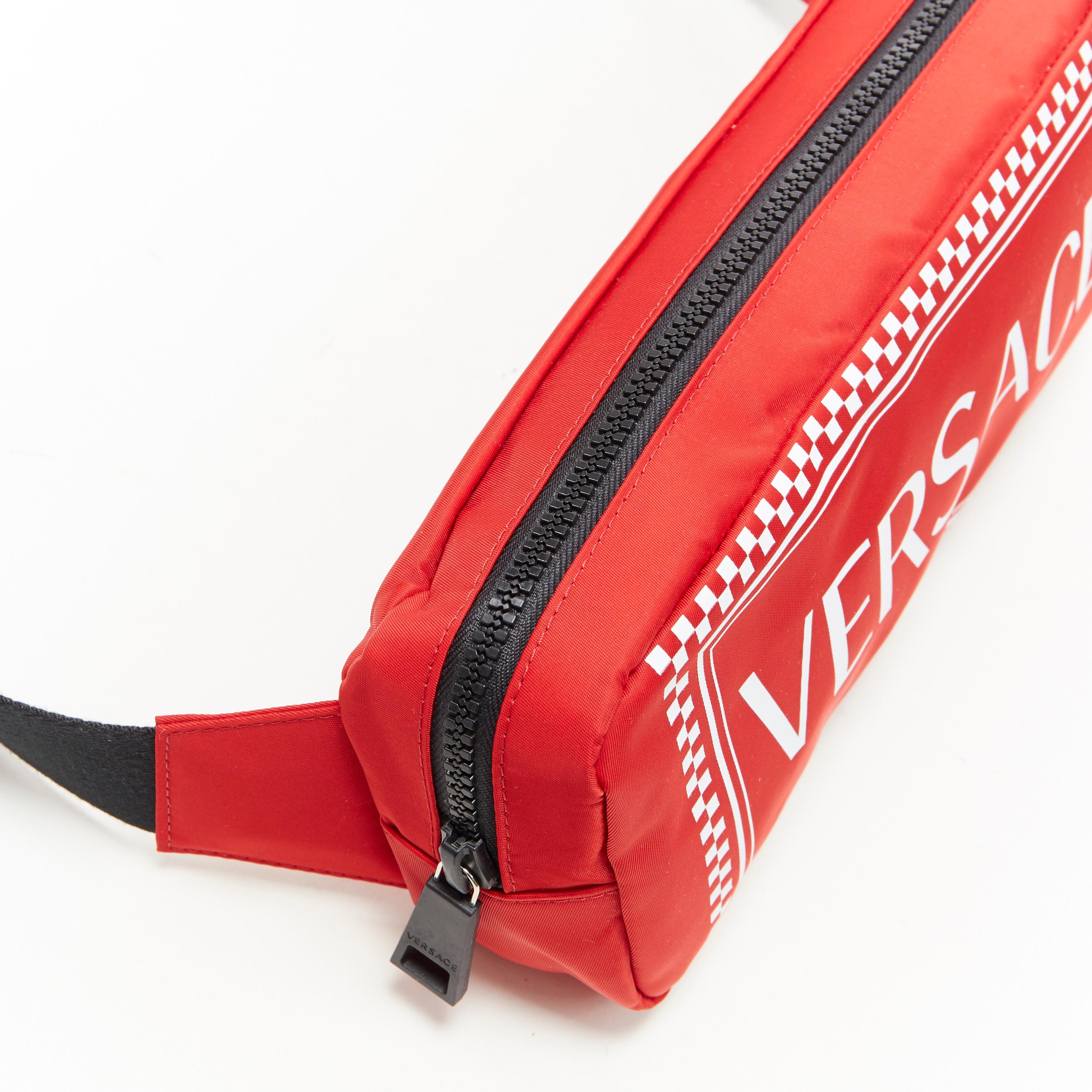 new VERSACE 90's vintage box logo print red nylon crossbody waist belt bag 1