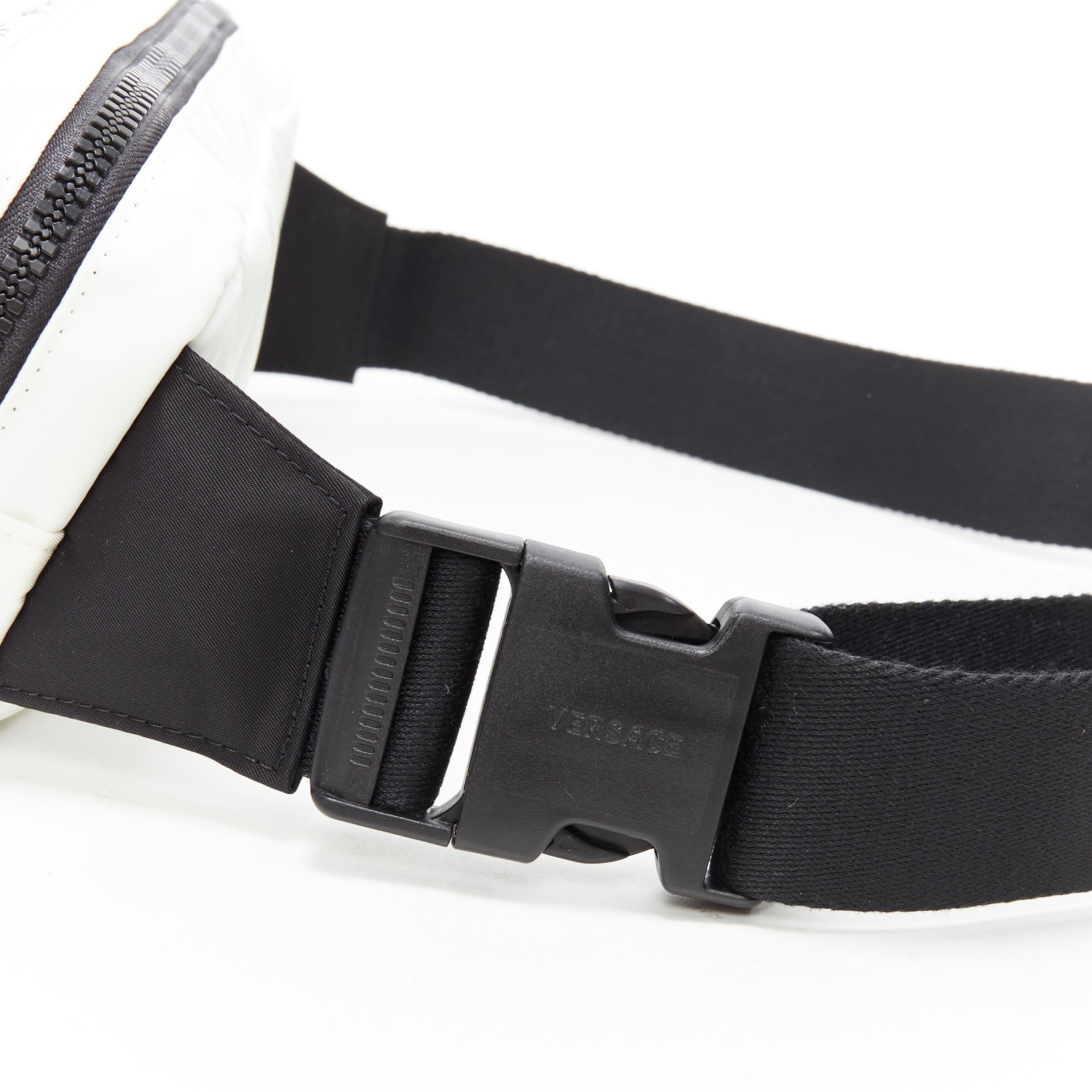 new VERSACE 90's vintage box logo print white nylon crossbody waist belt bag 2
