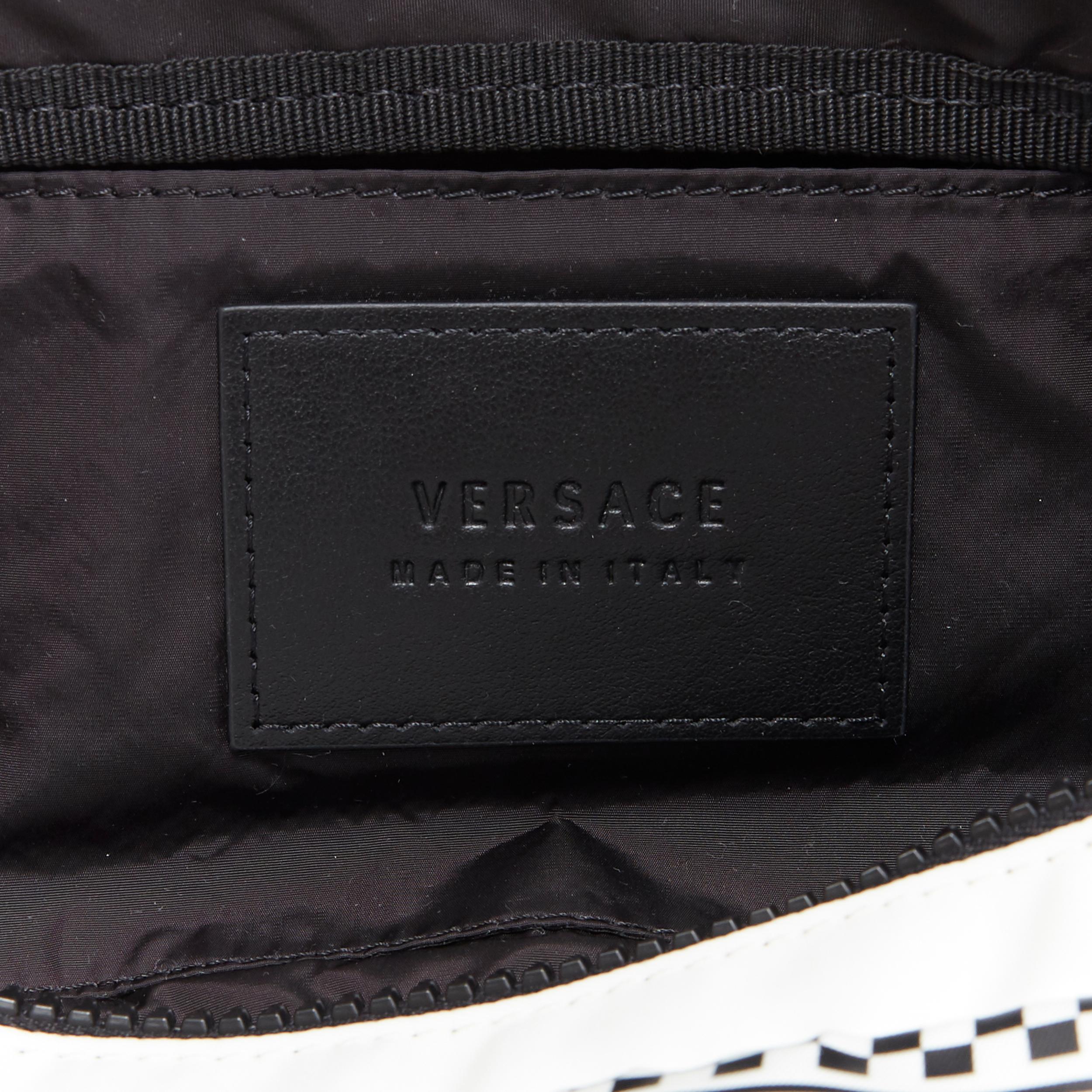 new VERSACE 90's Vintage Box Logo print white nylon crossbody waist belt bag 5