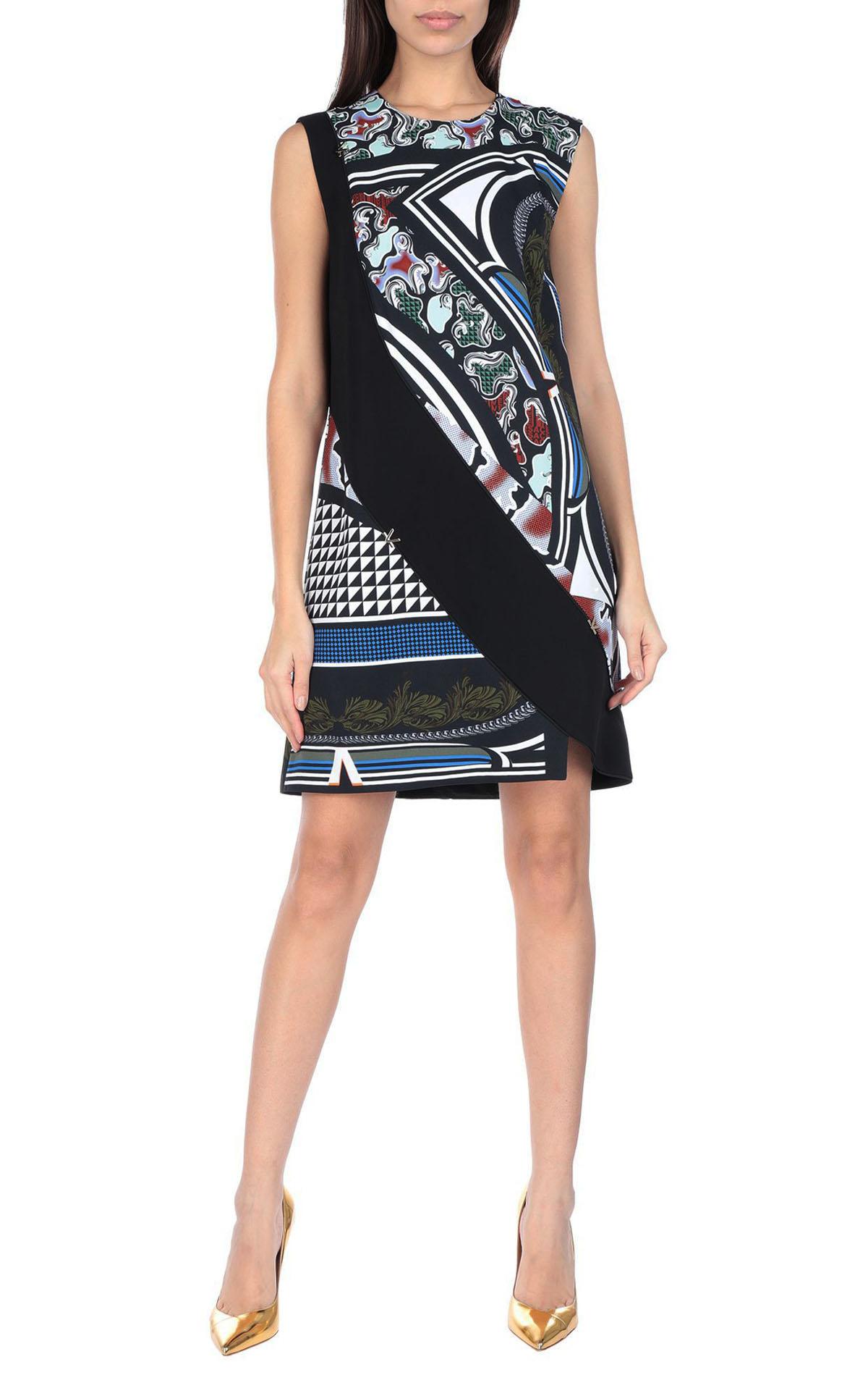 Black New Versace Abstract Print Multicolor Short Dress It. 44  For Sale