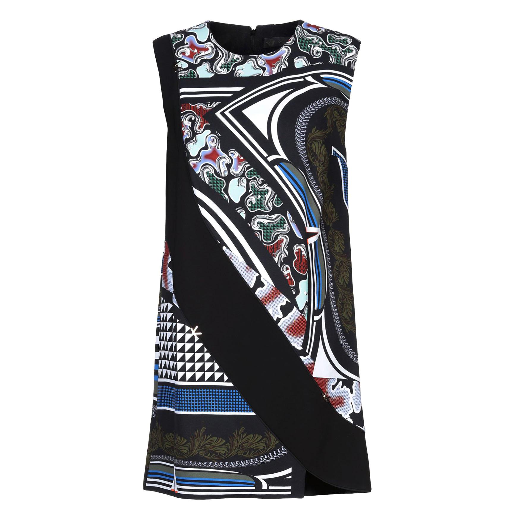 Neues kurzes Versace-Kleid mit abstraktem Druck und Multicolor It. 44