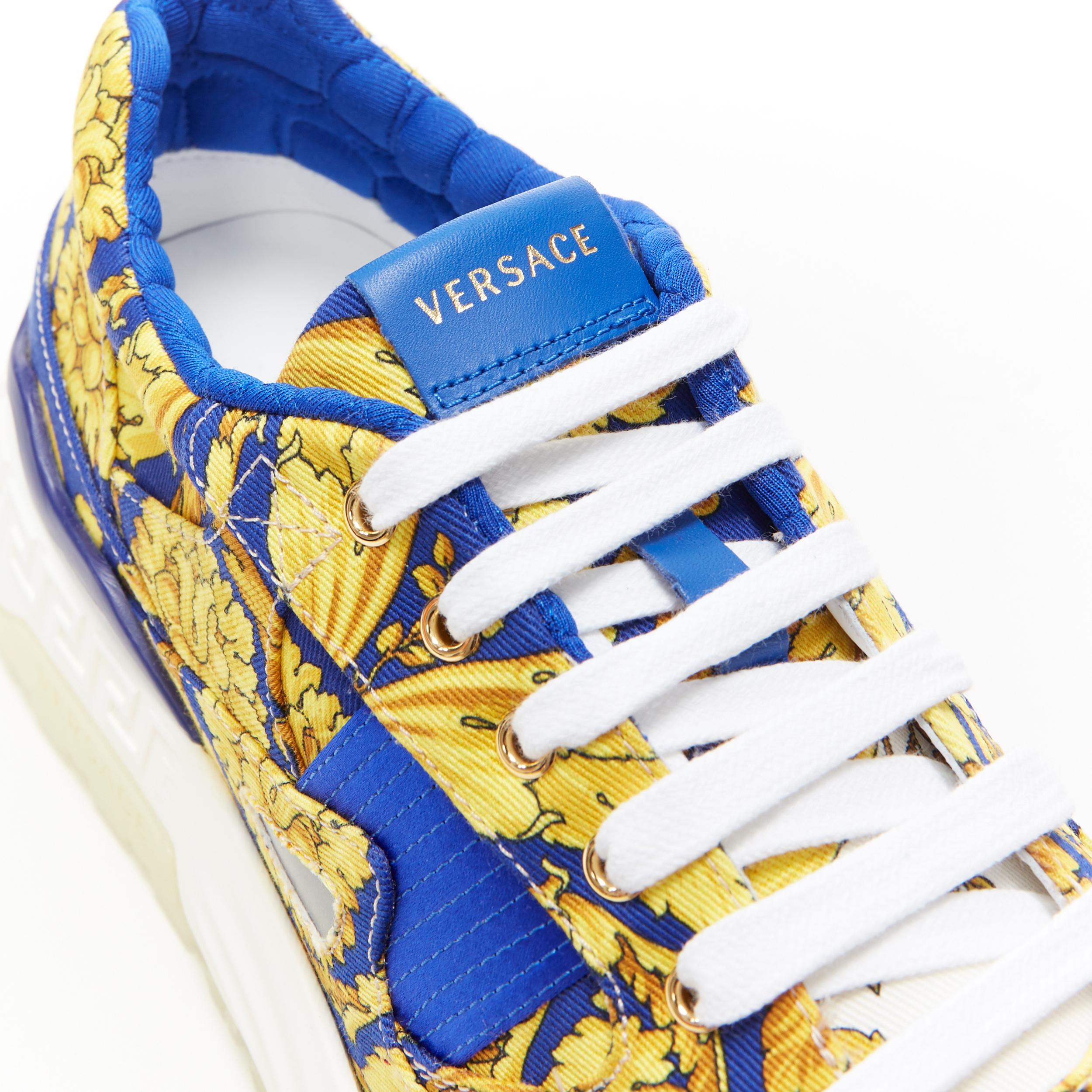 new VERSACE Achilles blue gold baroque pillow talk chunky sole dad sneakers EU43 1
