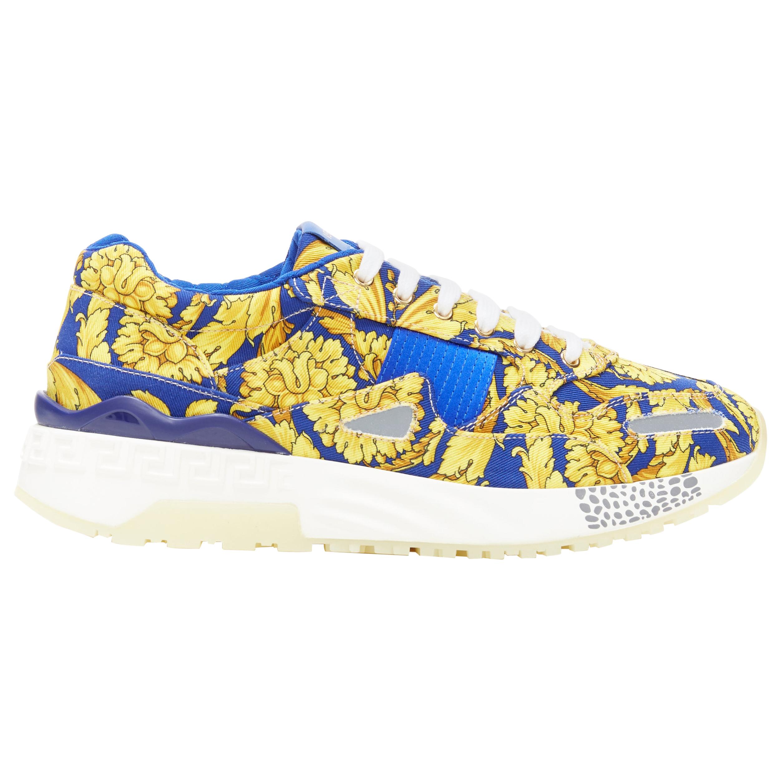 new VERSACE Achilles blue gold baroque pillow talk chunky sole dad sneakers  EU43 at 1stDibs