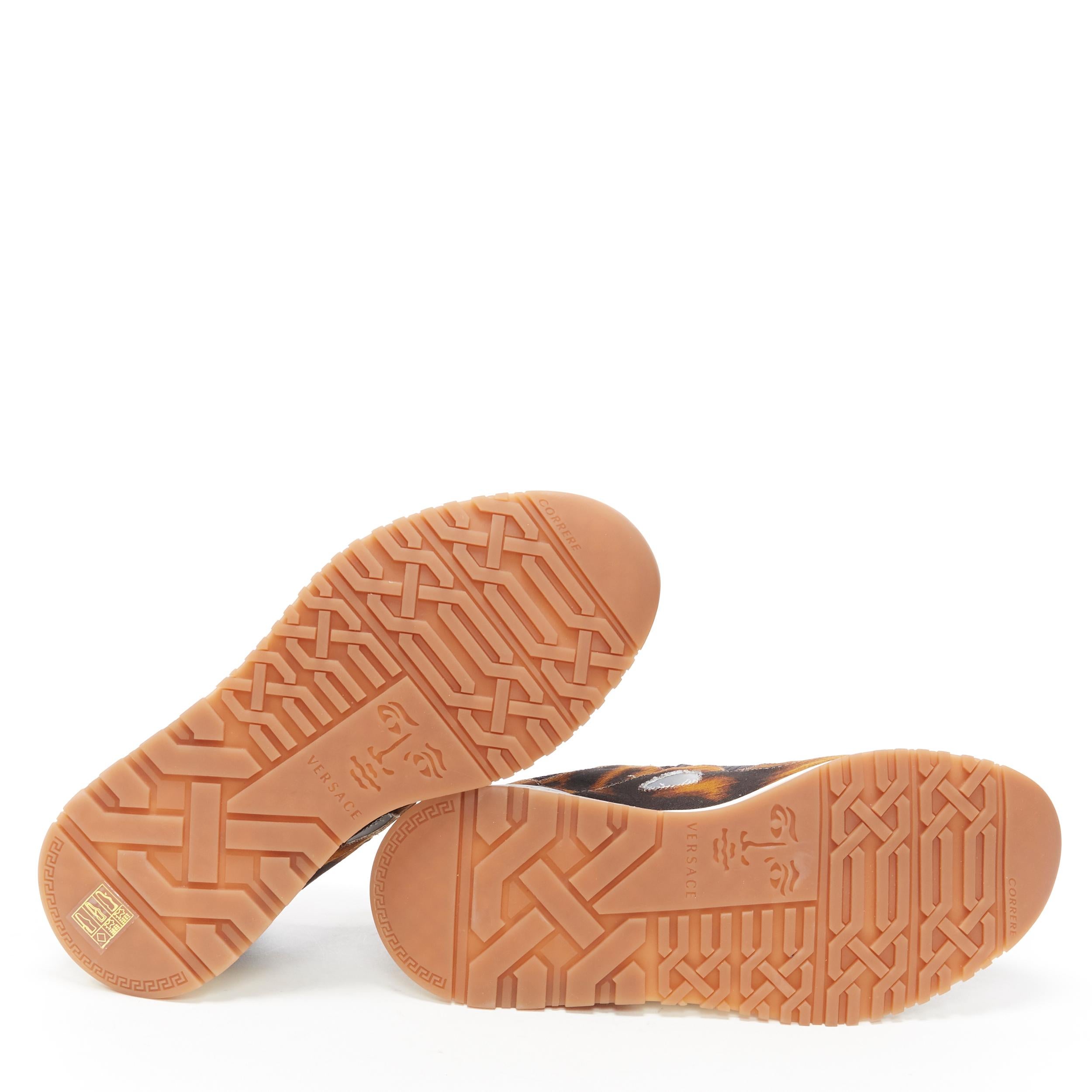 Beige new VERSACE Achilles leopard Animalier Mix print chunky sole dad sneakers EU41.5