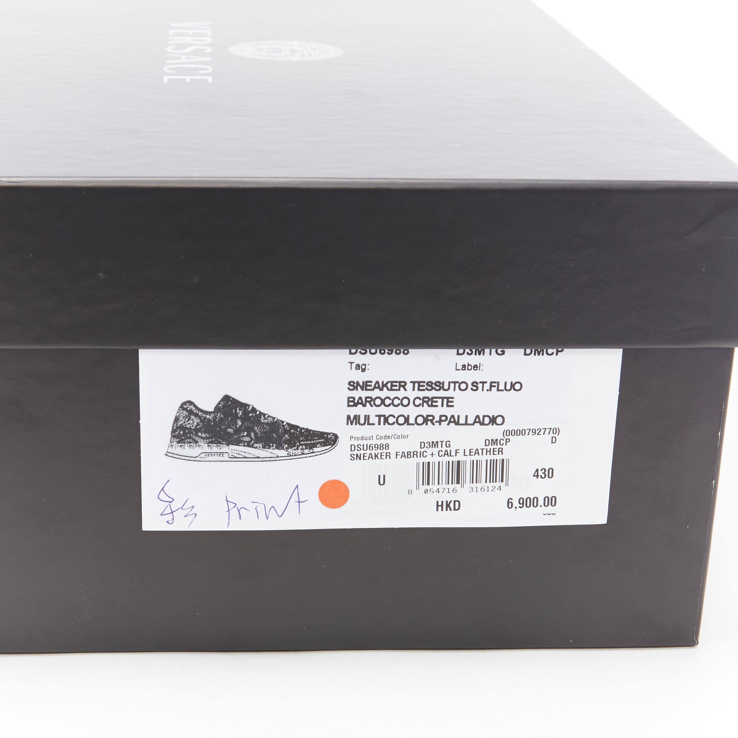 neu VERSACE Achilles Technicolor Barock Druck klobige Sohle Papa Turnschuhe EU43 7