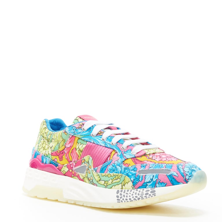 new VERSACE Achilles Technicolor Baroque print chunky sole dad sneakers ...