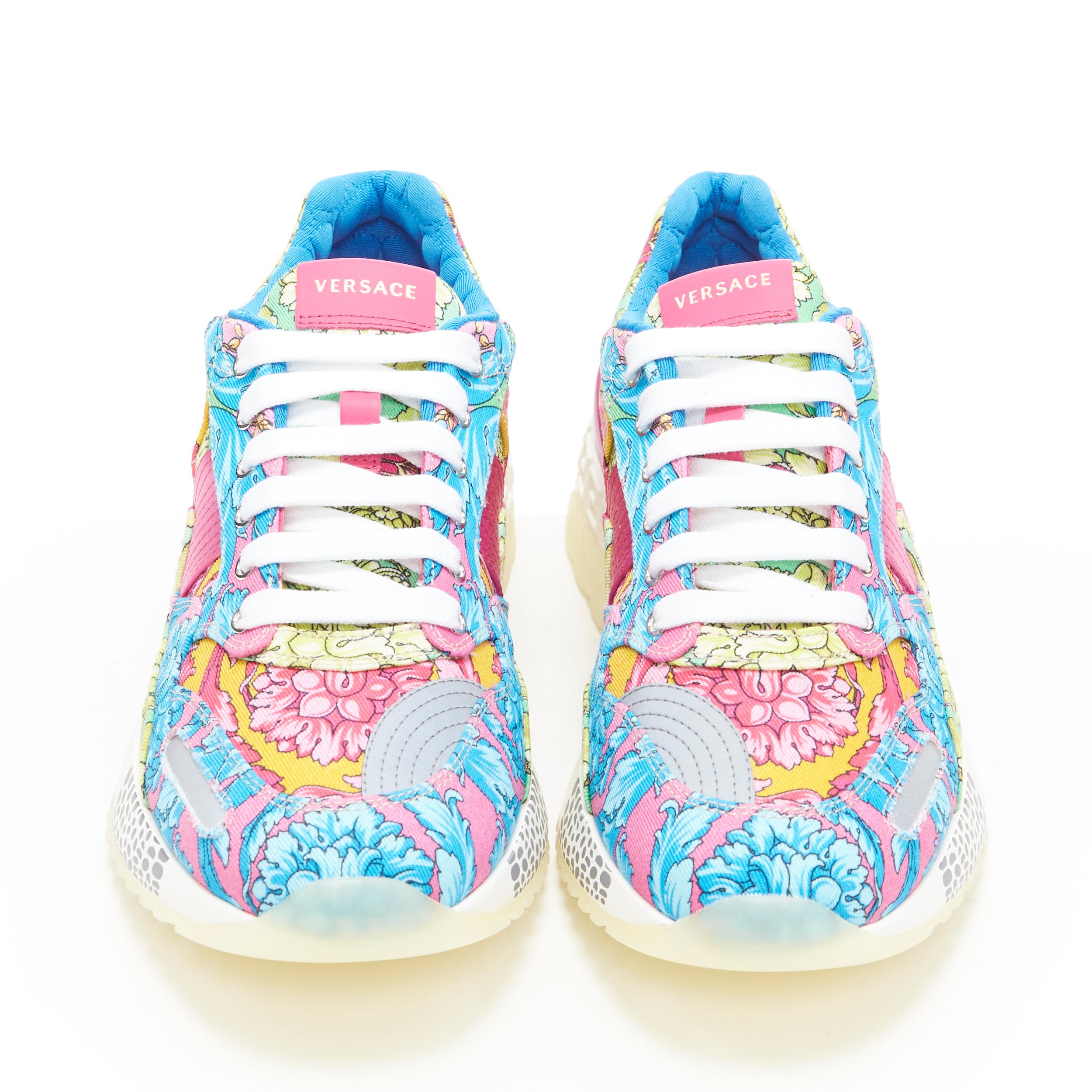 neu VERSACE Achilles Technicolor Barock Druck klobige Sohle Papa Turnschuhe EU43 (Beige)