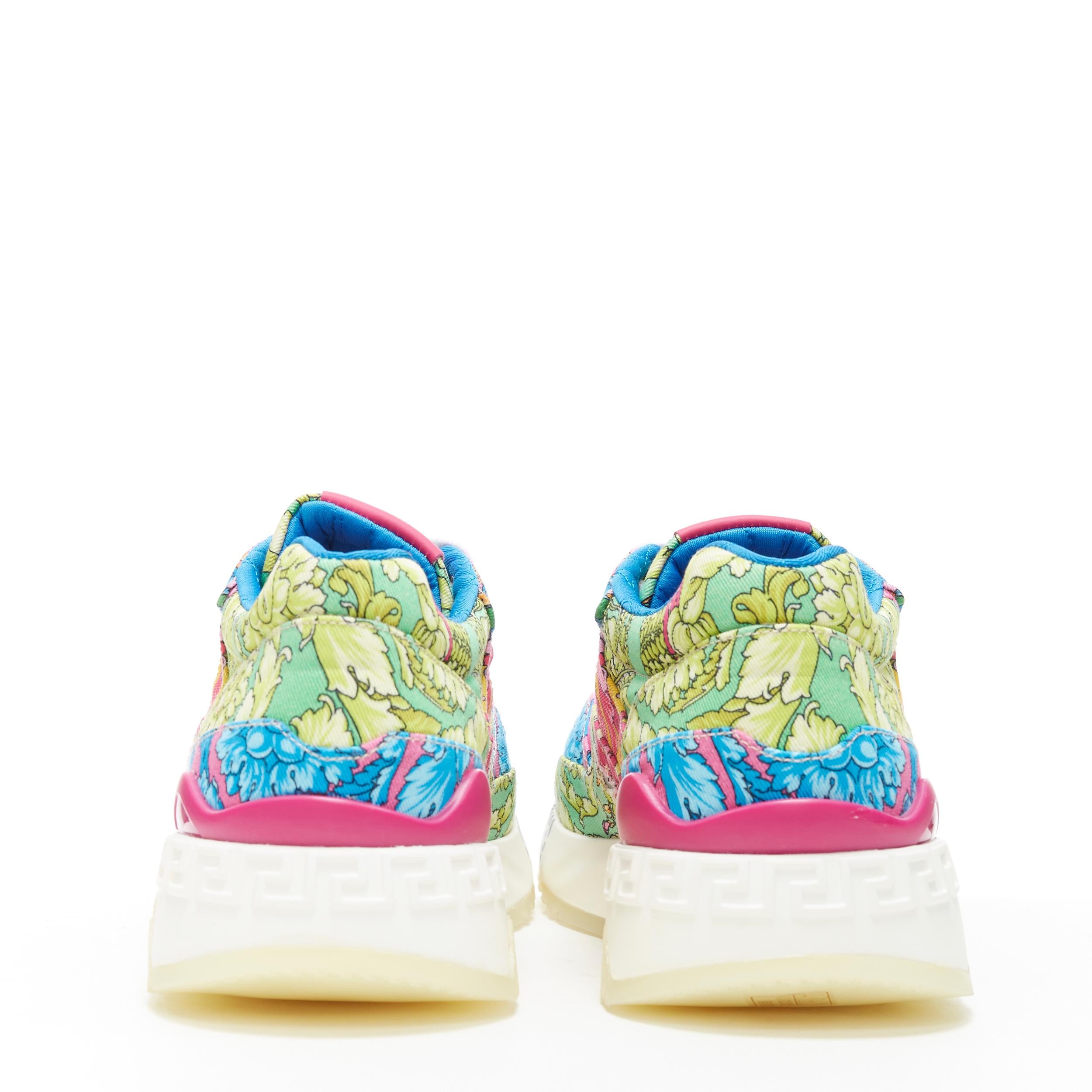 neu VERSACE Achilles Technicolor Barock Druck klobige Sohle Papa Turnschuhe EU43 Herren