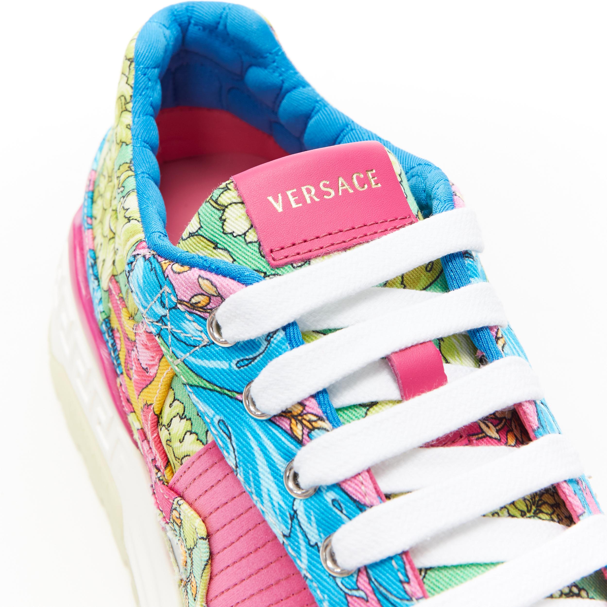 neu VERSACE Achilles Technicolor Barock Druck klobige Sohle Papa Turnschuhe EU43 3