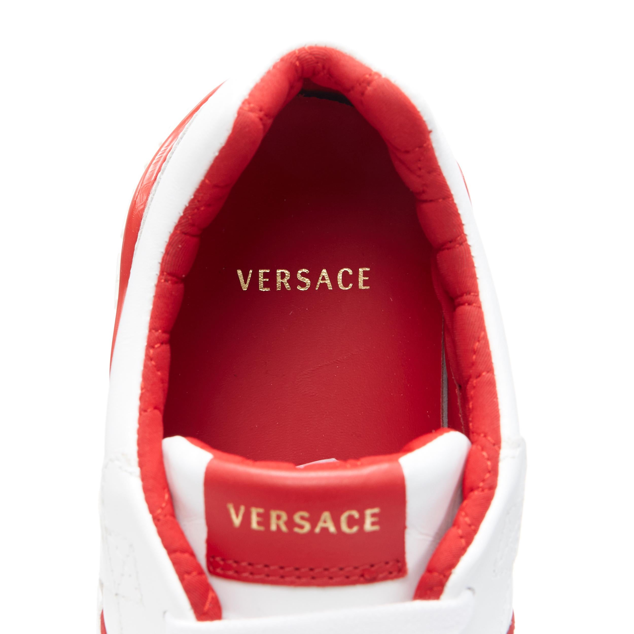 new VERSACE Achilles white lamb leather red satin chunky sole dad sneakers EU40 2